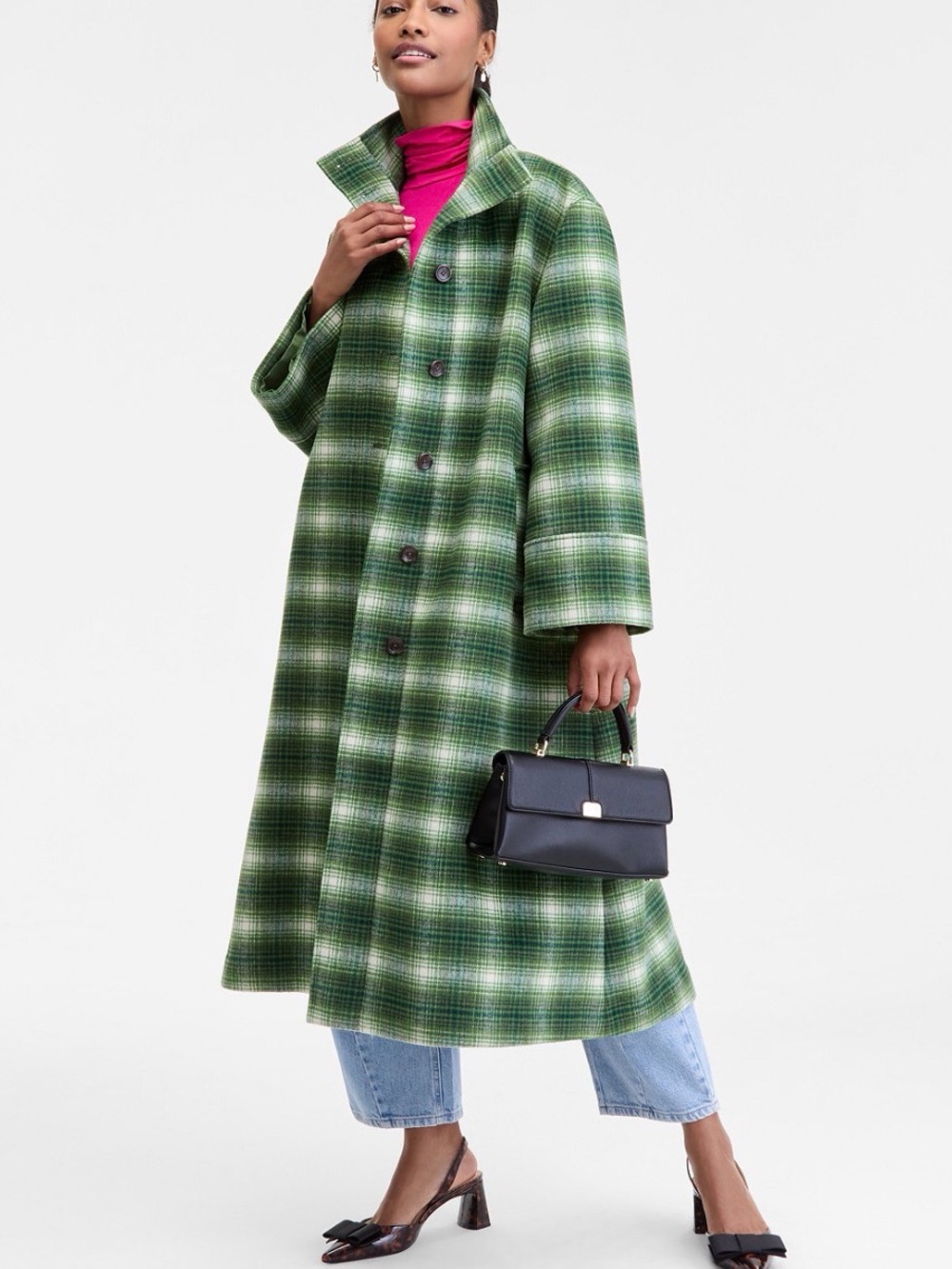 On 34th Women's Plaid Oversized Coat,  Size:M NWT